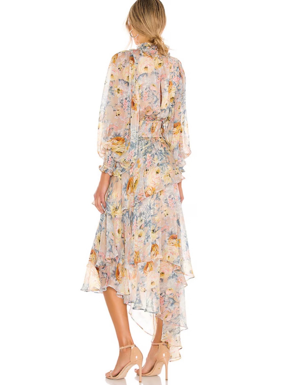 Revolve Elliatt Floral High-Neck Tiered High-Low Dress - Picture 2 of 2